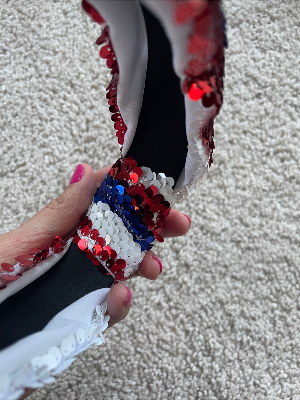 Sequin Knotted Headband in Red White & Blue - Patriotic USA Fourth of July - Picture 9 of 11
